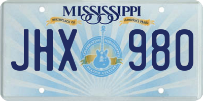 MS license plate JHX980