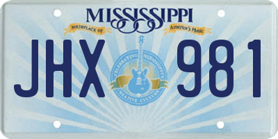 MS license plate JHX981