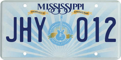 MS license plate JHY012