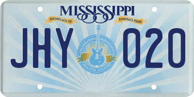 MS license plate JHY020