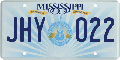 MS license plate JHY022