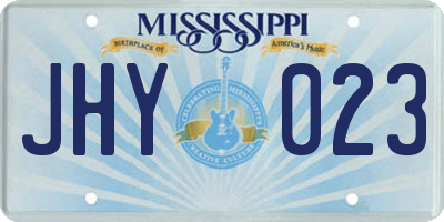 MS license plate JHY023