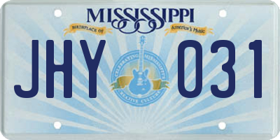 MS license plate JHY031