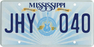 MS license plate JHY040
