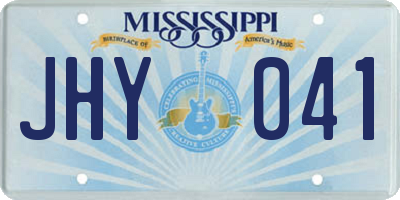 MS license plate JHY041