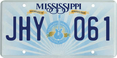 MS license plate JHY061