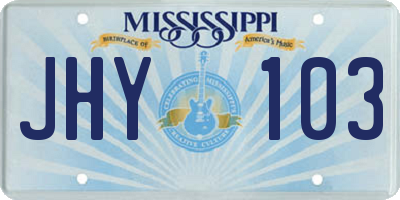 MS license plate JHY103