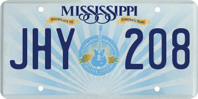 MS license plate JHY208