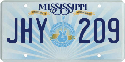 MS license plate JHY209