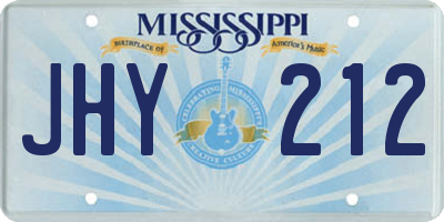 MS license plate JHY212