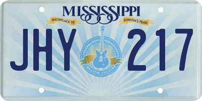 MS license plate JHY217