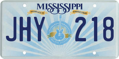 MS license plate JHY218