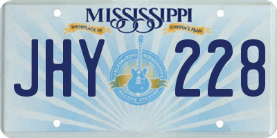 MS license plate JHY228