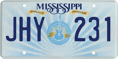 MS license plate JHY231
