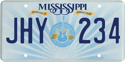 MS license plate JHY234
