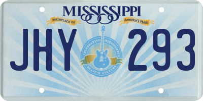 MS license plate JHY293
