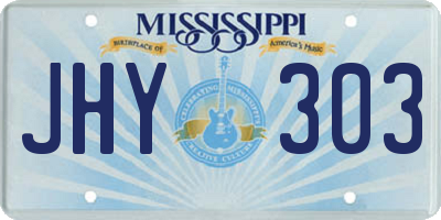 MS license plate JHY303
