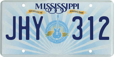 MS license plate JHY312