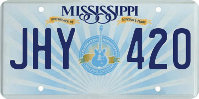 MS license plate JHY420