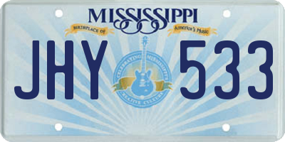 MS license plate JHY533