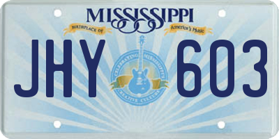 MS license plate JHY603