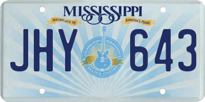 MS license plate JHY643