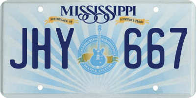 MS license plate JHY667