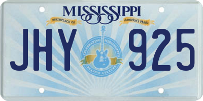 MS license plate JHY925