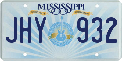 MS license plate JHY932