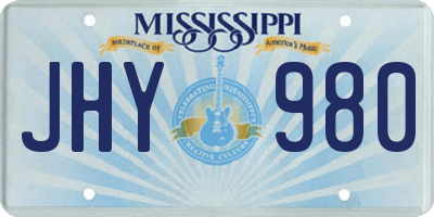 MS license plate JHY980