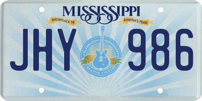MS license plate JHY986