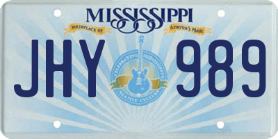 MS license plate JHY989