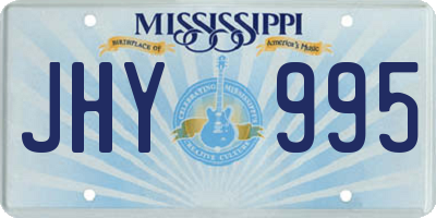 MS license plate JHY995