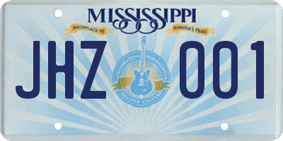 MS license plate JHZ001