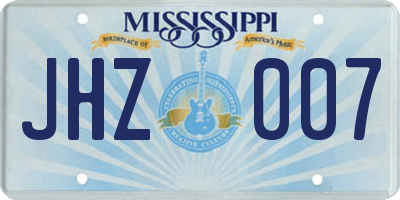 MS license plate JHZ007