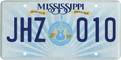 MS license plate JHZ010