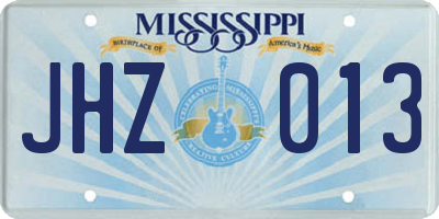 MS license plate JHZ013