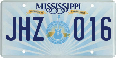 MS license plate JHZ016