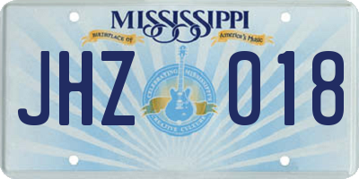 MS license plate JHZ018