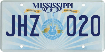 MS license plate JHZ020