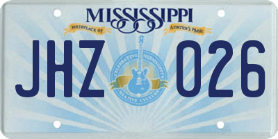 MS license plate JHZ026
