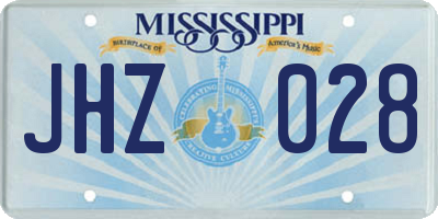 MS license plate JHZ028