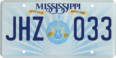 MS license plate JHZ033