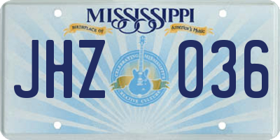 MS license plate JHZ036