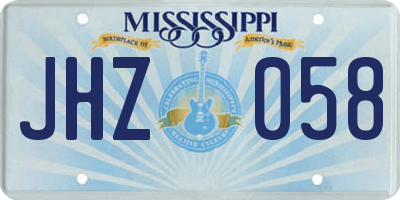 MS license plate JHZ058