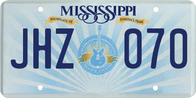 MS license plate JHZ070