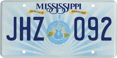 MS license plate JHZ092