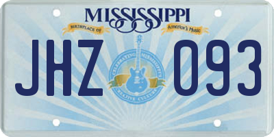 MS license plate JHZ093
