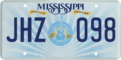 MS license plate JHZ098