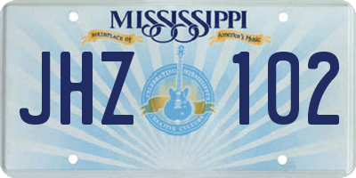 MS license plate JHZ102